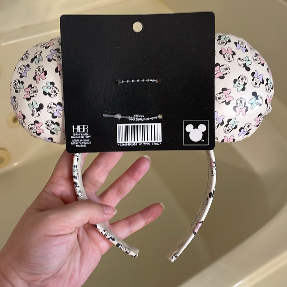 Aldi Disney NWT limited edition Mickey Minnie Mouse Cream Pink Bow Headband ears - Picture 2 of 6